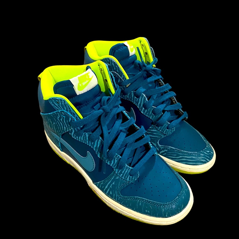 Nike Dunk Hi Skinny Print Dark Sea/Mineral Teal 543242-300 Women's Size 7— 5.5M